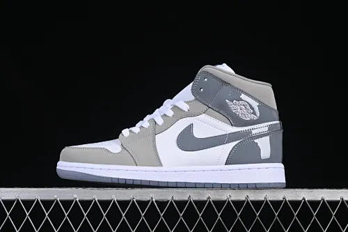 All categories Air Jordan Jordan series basketball shoes Air Jordan 1 Mid Air Jordan 1 Mid AJ1 Joe 1 white gray mid-top cultural and casual sneakers HF3193-100